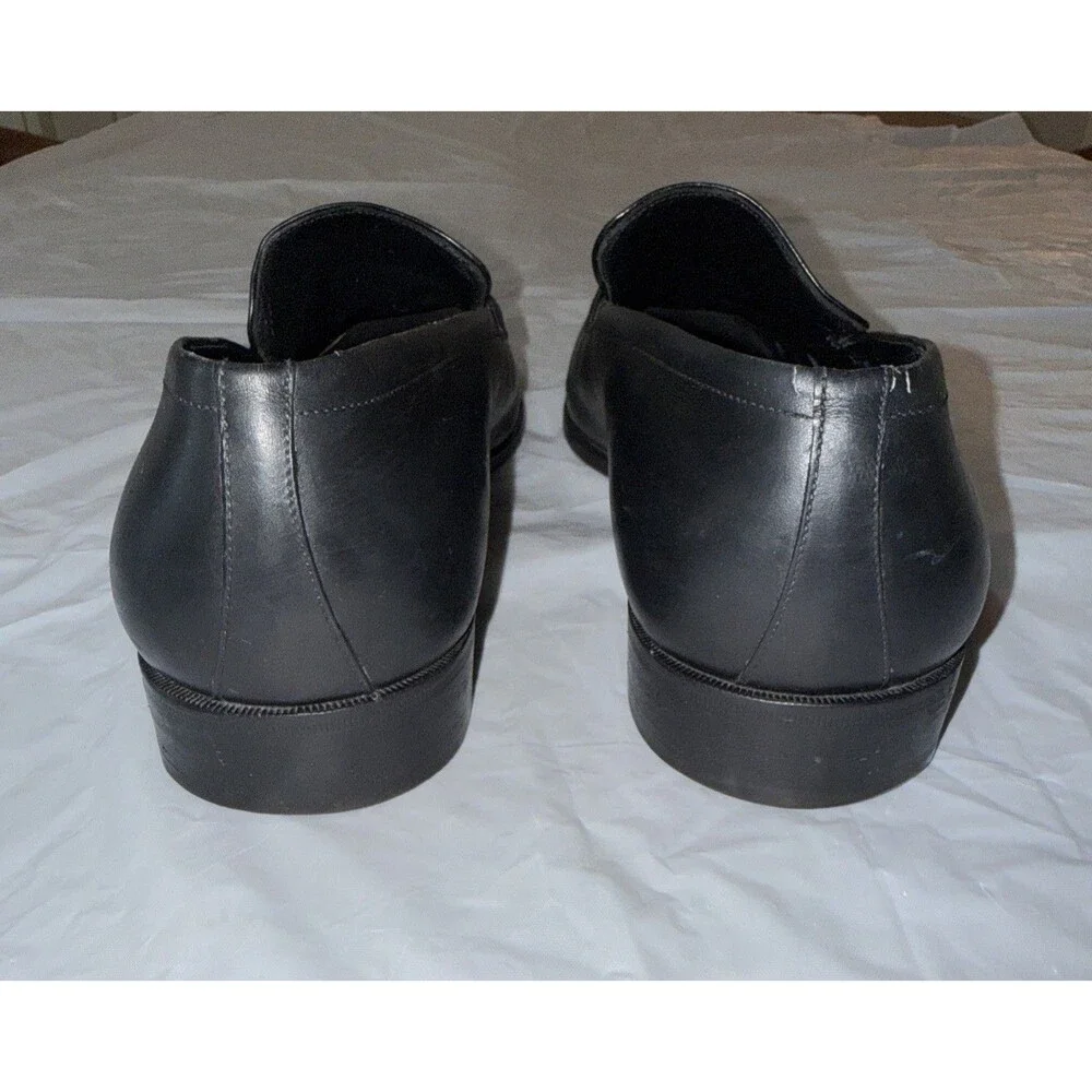 Salvatore Ferragamo Men 9 EE Black Leather Silver Bit Loafers Luxury Shoes Italy